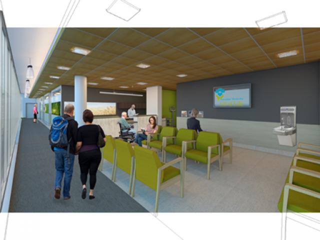 Rendering of the Transplant Clinic Waiting Room.