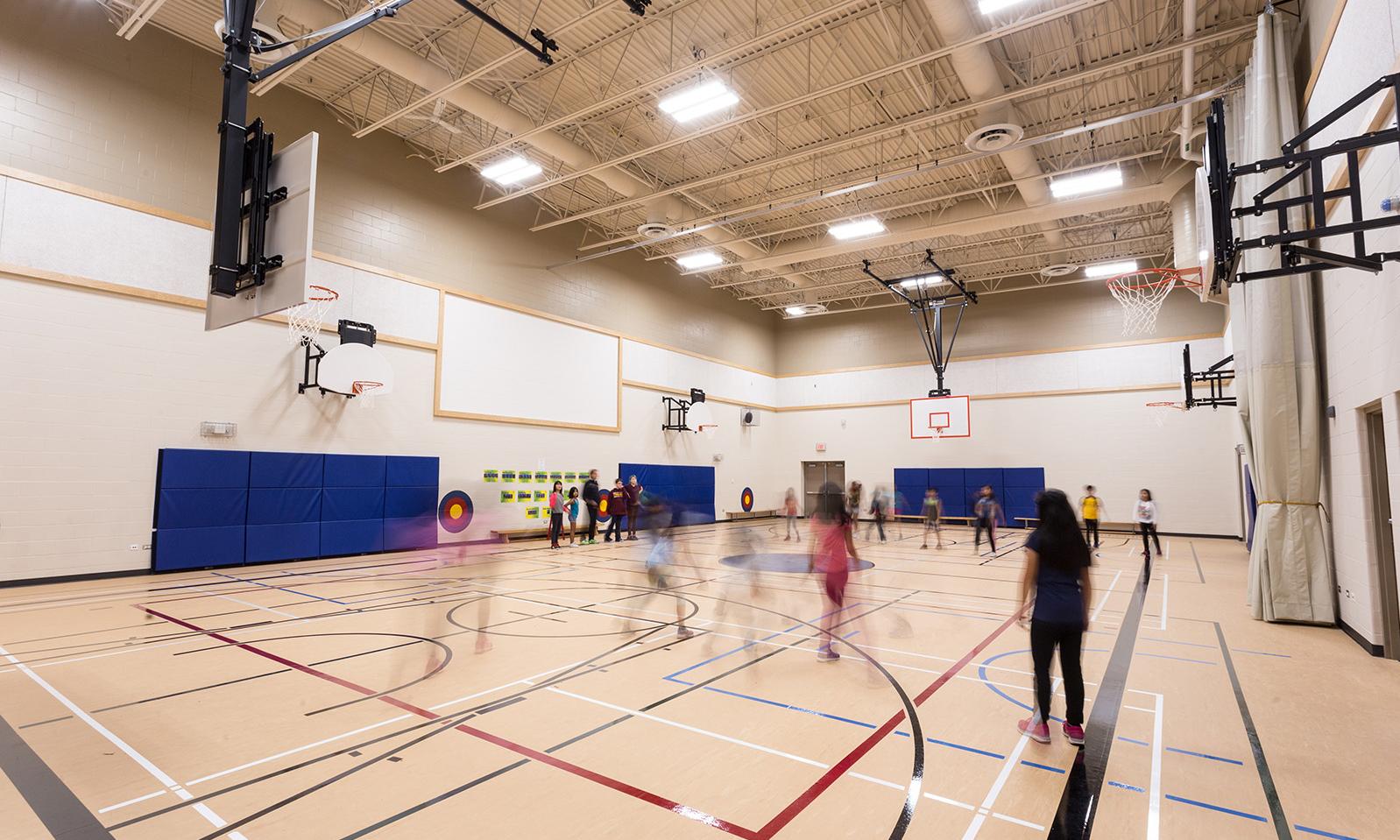 Lord Nelson School. Inside the new gym showing basketball court. 