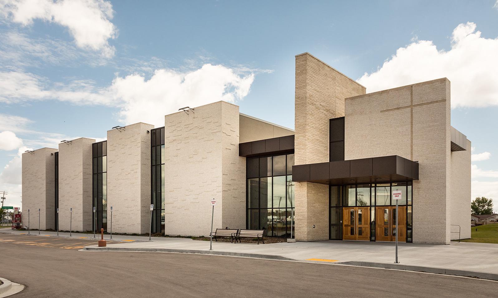 St. Peter's Roman Catholic Church, Petrus Hall. View of the entire new building’s north side as seen from across the parking lot.